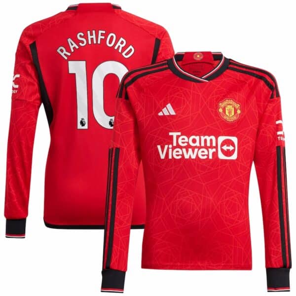 MAILLOT MANCHESTER UNITED DOMICILE MANCHES LONGUES RASHFORD 2023-2024