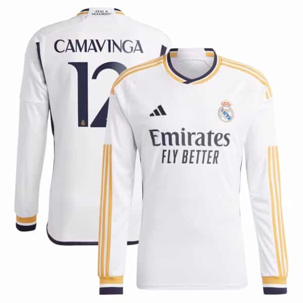 MAILLOT REAL MADRID DOMICILE MANCHES LONGUES CAMAVINGA 2023-2024