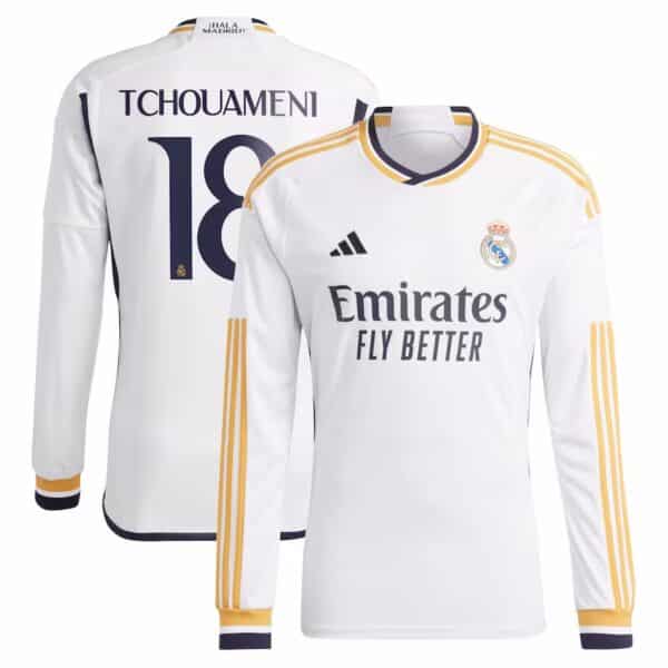 MAILLOT REAL MADRID DOMICILE MANCHES LONGUES TCHOUAMENI 2023-2024